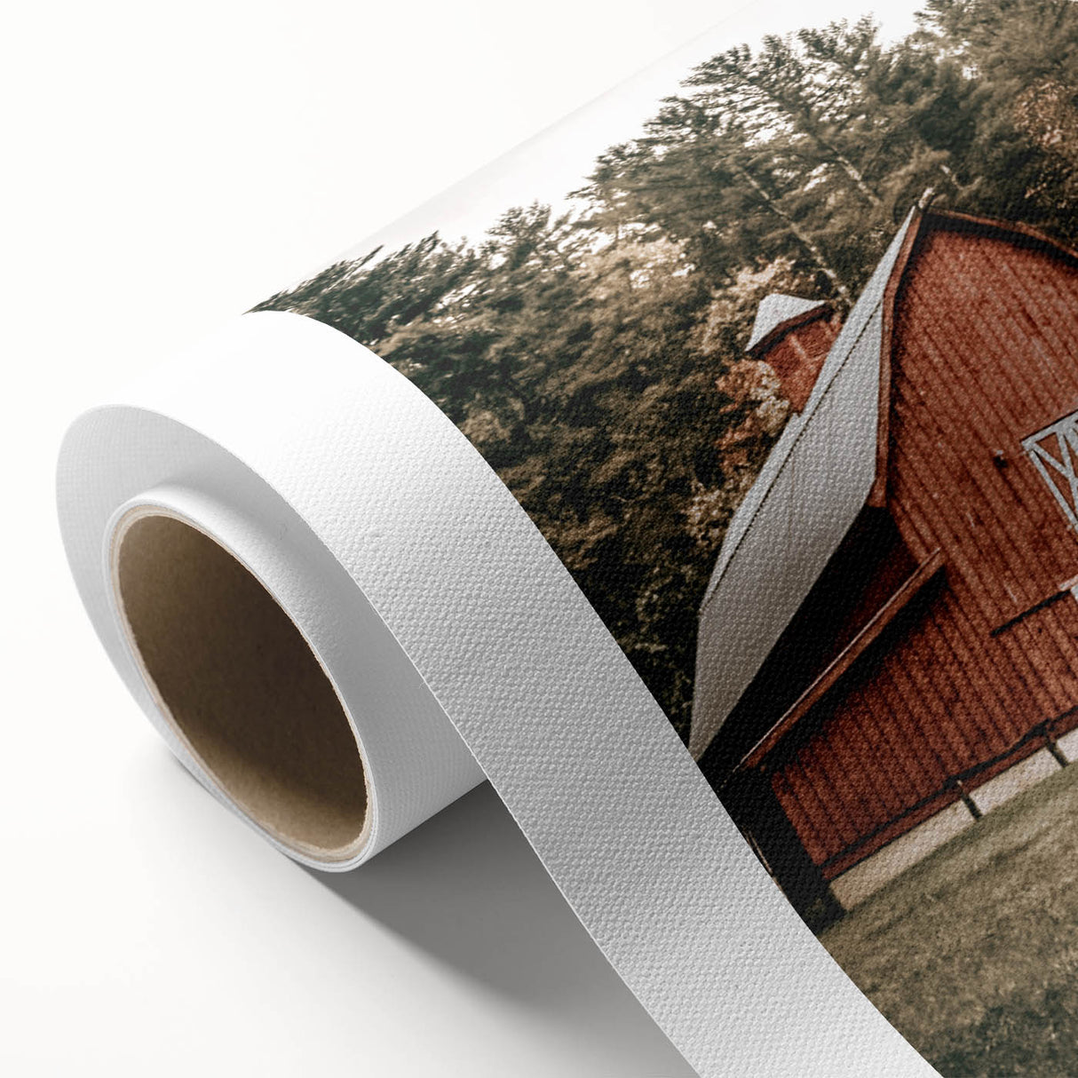 Farmhouse Wall Art: Red Barn in the Woods, Rustic Country Style Decor