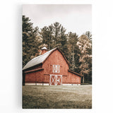Farmhouse Wall Art: Red Barn in the Woods, Rustic Country Style Decor