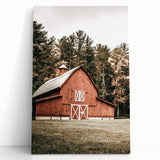 Farmhouse Wall Art: Red Barn in the Woods, Rustic Country Style Decor