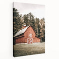 Farmhouse Wall Art: Red Barn in the Woods, Rustic Country Style Decor