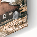 Farmhouse Wall Art: Red Barn with American Flag, Rustic Country Decor