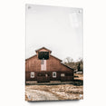 Farmhouse Wall Art: Red Barn with American Flag, Rustic Country Decor
