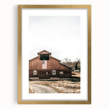 Farmhouse Wall Art: Red Barn with American Flag, Rustic Country Decor