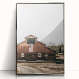 Farmhouse Wall Art: Red Barn with American Flag, Rustic Country Decor