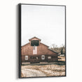 Farmhouse Wall Art: Red Barn with American Flag, Rustic Country Decor