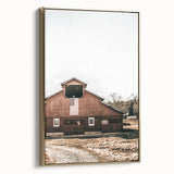 Farmhouse Wall Art: Red Barn with American Flag, Rustic Country Decor