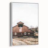 Farmhouse Wall Art: Red Barn with American Flag, Rustic Country Decor