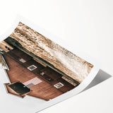 Farmhouse Wall Art: Red Barn with American Flag, Rustic Country Decor