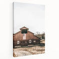 Farmhouse Wall Art: Red Barn with American Flag, Rustic Country Decor