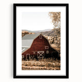 Farmhouse Wall Art: Classic Red Barn in Scenic Valley, Rustic Country Decor