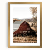 Farmhouse Wall Art: Classic Red Barn in Scenic Valley, Rustic Country Decor