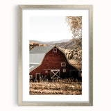 Farmhouse Wall Art: Classic Red Barn in Scenic Valley, Rustic Country Decor