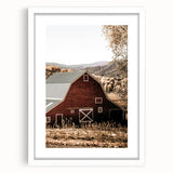 Farmhouse Wall Art: Classic Red Barn in Scenic Valley, Rustic Country Decor
