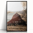 Farmhouse Wall Art: Classic Red Barn in Scenic Valley, Rustic Country Decor