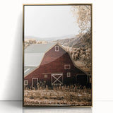 Farmhouse Wall Art: Classic Red Barn in Scenic Valley, Rustic Country Decor
