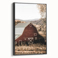 Farmhouse Wall Art: Classic Red Barn in Scenic Valley, Rustic Country Decor