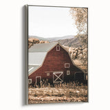 Farmhouse Wall Art: Classic Red Barn in Scenic Valley, Rustic Country Decor
