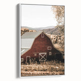 Farmhouse Wall Art: Classic Red Barn in Scenic Valley, Rustic Country Decor