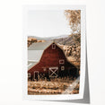 Farmhouse Wall Art: Classic Red Barn in Scenic Valley, Rustic Country Decor