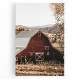 Farmhouse Wall Art: Classic Red Barn in Scenic Valley, Rustic Country Decor
