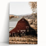 Farmhouse Wall Art: Classic Red Barn in Scenic Valley, Rustic Country Decor