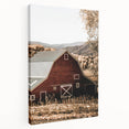 Farmhouse Wall Art: Classic Red Barn in Scenic Valley, Rustic Country Decor