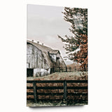 Farmhouse Wall Art: Weathered Barn and Autumn Tree, Rustic Country Decor