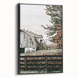 Farmhouse Wall Art: Weathered Barn and Autumn Tree, Rustic Country Decor