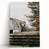 Farmhouse Wall Art: Weathered Barn and Autumn Tree, Rustic Country Decor