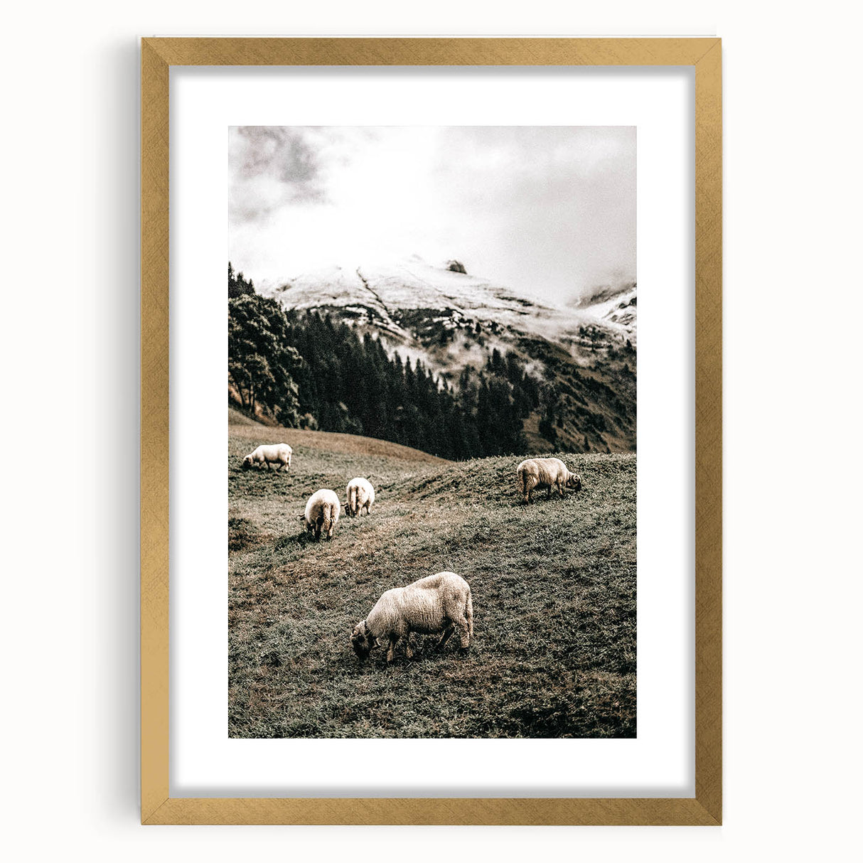 Farmhouse Sheep Mountain Art – Rustic Country Style Wall Decor