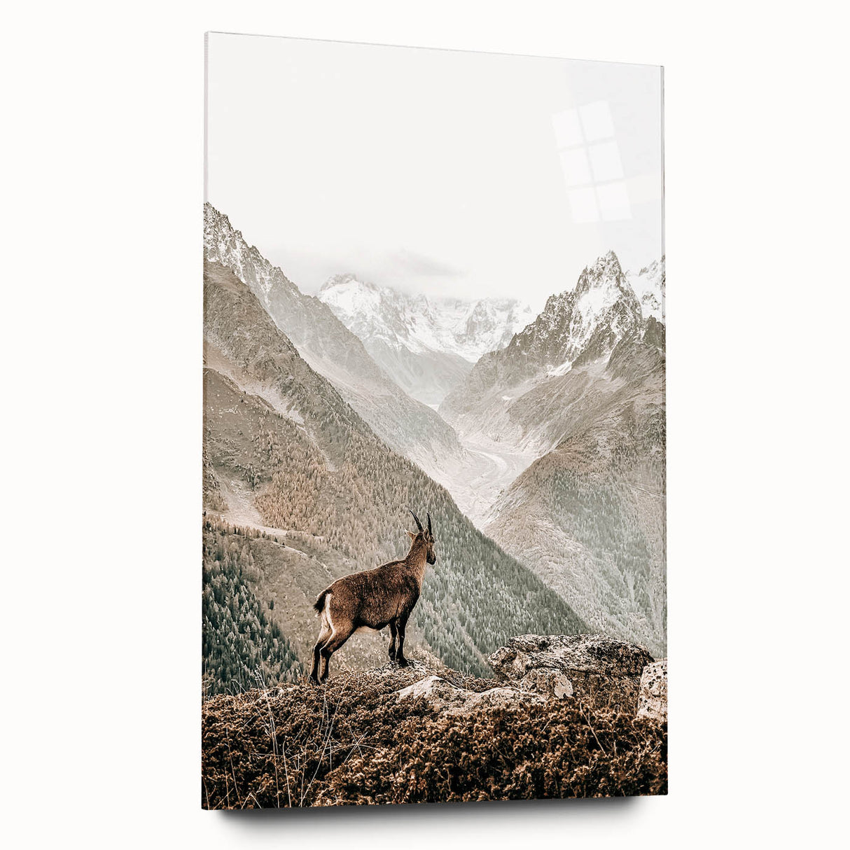 Rustic Farmhouse Wall Art - Vintage-Inspired Mountain Scene with Wildlife