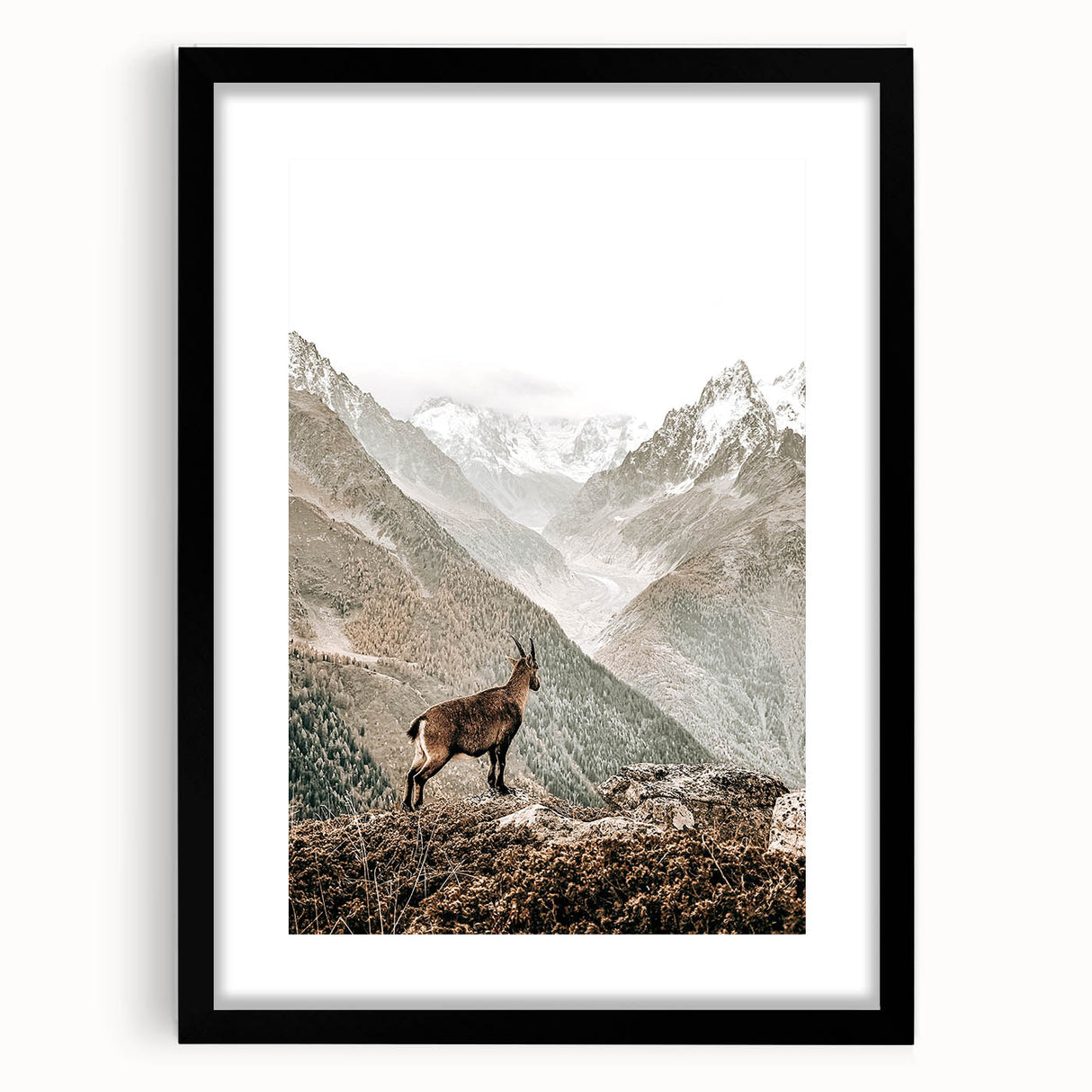 Rustic Farmhouse Wall Art - Vintage-Inspired Mountain Scene with Wildlife