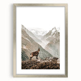 Rustic Farmhouse Wall Art - Vintage-Inspired Mountain Scene with Wildlife