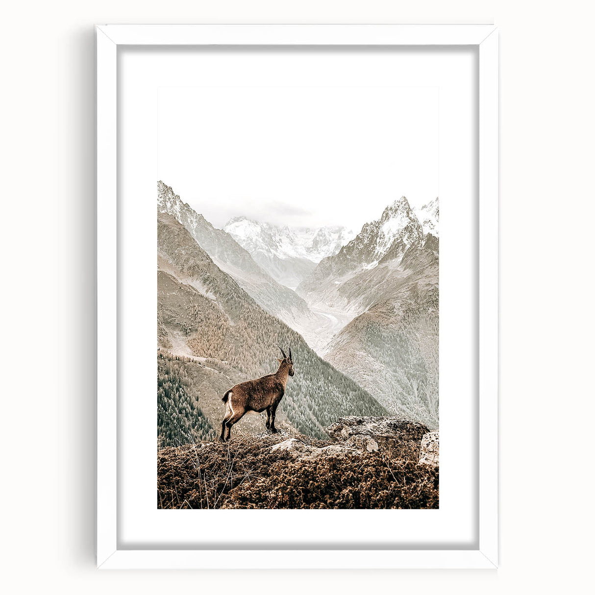 Rustic Farmhouse Wall Art - Vintage-Inspired Mountain Scene with Wildlife