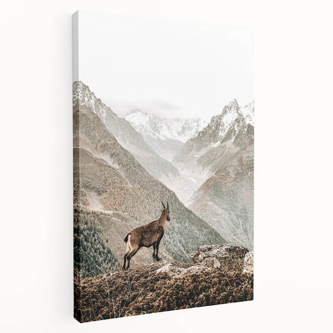 Rustic Farmhouse Wall Art - Vintage-Inspired Mountain Scene with Wildlife