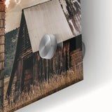 Vintage Farmhouse Print - Rustic Barn with Sunlit Clouds and Silo