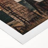 Vintage Farmhouse Print - Rustic Barn with Sunlit Clouds and Silo