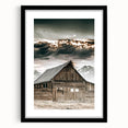 Country Farmhouse Wall Art - Rustic Barn with Majestic Mountain Backdrop