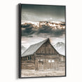 Country Farmhouse Wall Art - Rustic Barn with Majestic Mountain Backdrop
