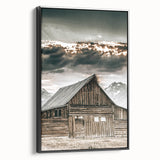 Country Farmhouse Wall Art - Rustic Barn with Majestic Mountain Backdrop
