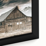 Country Farmhouse Wall Art - Rustic Barn with Majestic Mountain Backdrop
