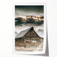 Country Farmhouse Wall Art - Rustic Barn with Majestic Mountain Backdrop