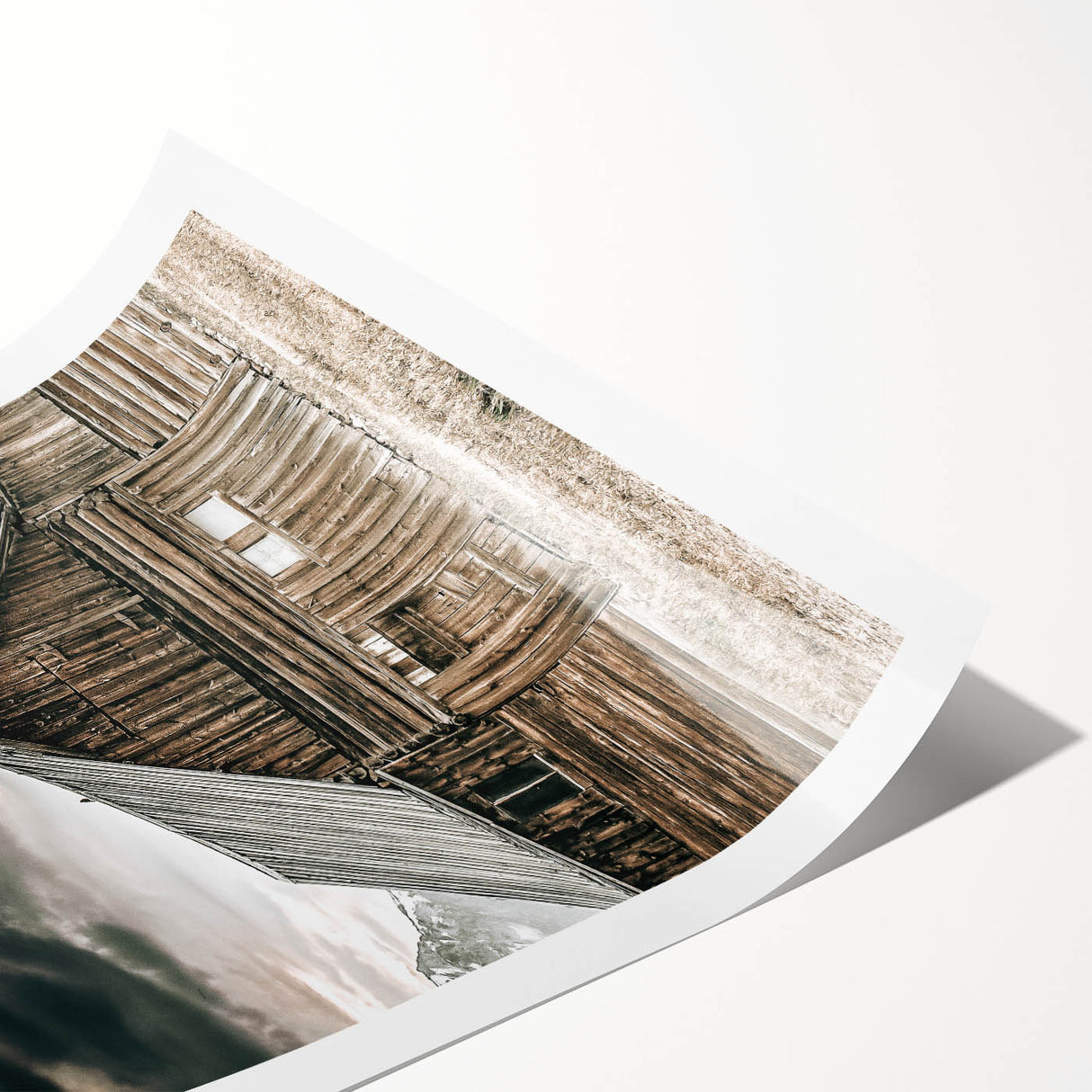 Country Farmhouse Wall Art - Rustic Barn with Majestic Mountain Backdrop