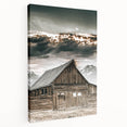 Country Farmhouse Wall Art - Rustic Barn with Majestic Mountain Backdrop