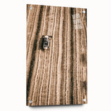 Farmhouse Wall Art - Aerial View of Rustic Wheat Field with Harvester