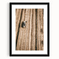 Farmhouse Wall Art - Aerial View of Rustic Wheat Field with Harvester