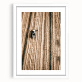 Farmhouse Wall Art - Aerial View of Rustic Wheat Field with Harvester