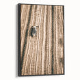 Farmhouse Wall Art - Aerial View of Rustic Wheat Field with Harvester