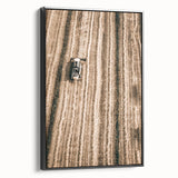 Farmhouse Wall Art - Aerial View of Rustic Wheat Field with Harvester