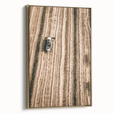 Farmhouse Wall Art - Aerial View of Rustic Wheat Field with Harvester